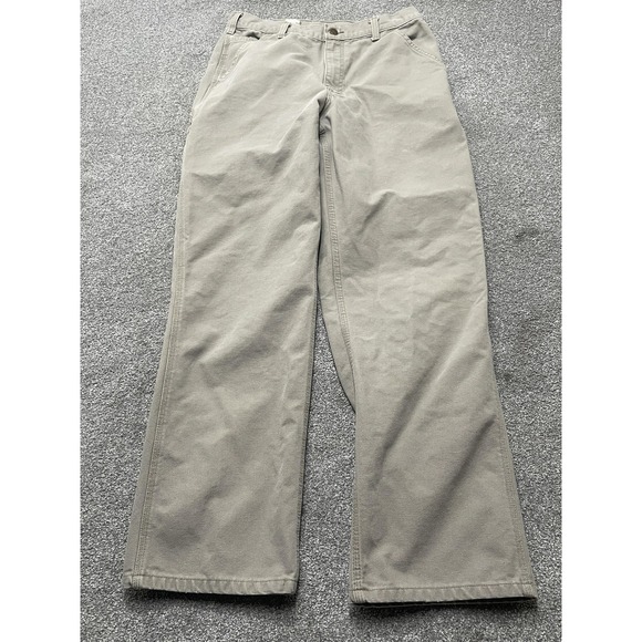 Carhartt Pants Mens 32x32 Gray Duck Canvas Carpenter Workwear Dungaree Fit B11 - Picture 1 of 11